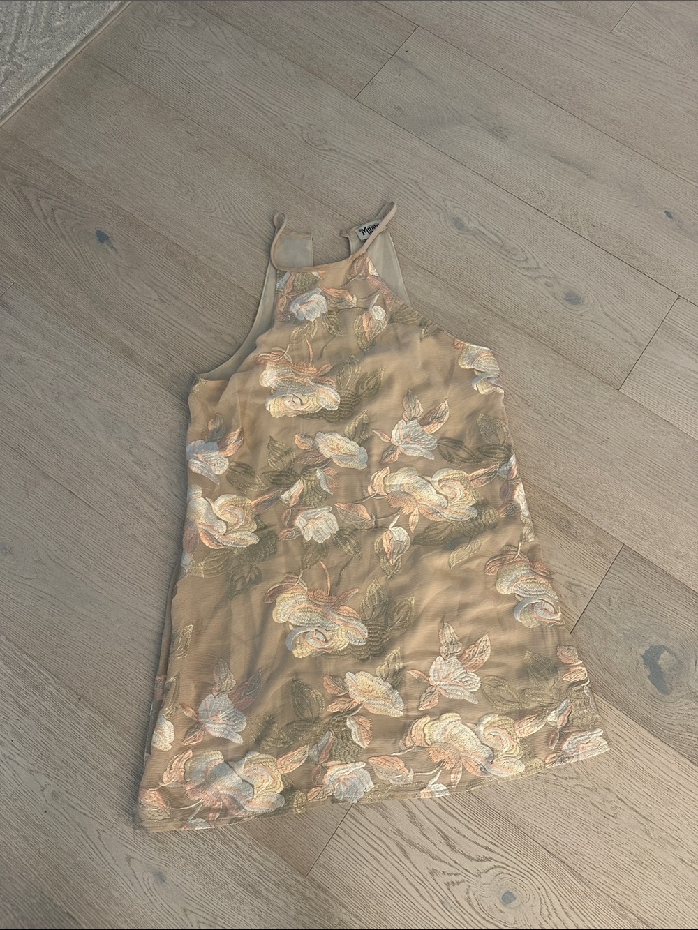 Show Me Your MuMu Beige Floral Embroidered Halter Camisole